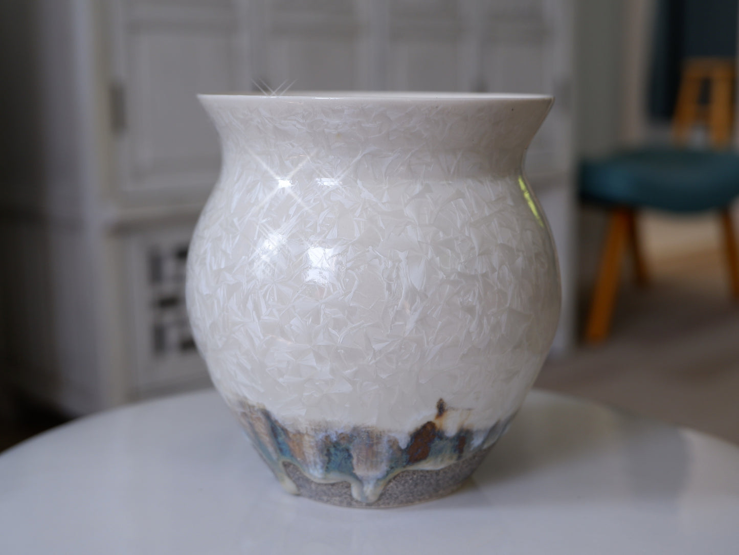 Small White Crystalline Vase III
