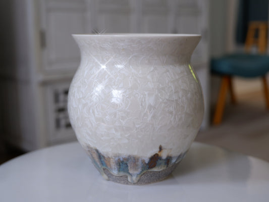 Small White Crystalline Vase III